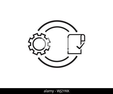 Les paramètres du document. icône linéaire Fine ligne illustration. Document texte avec roue dentée symbole de contour. Dessin vectoriel aperçu isolés Illustration de Vecteur