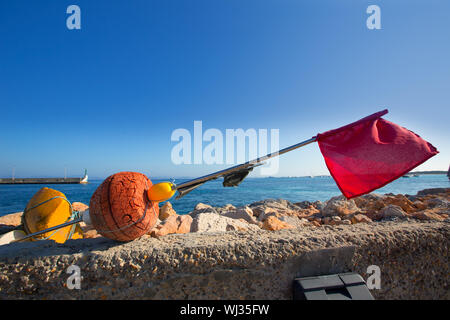 Îles Baléares Formentera filets de pêche chalutier palangrier trammell Banque D'Images