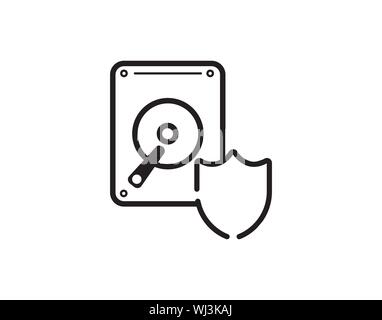 Disque dur, l'icône de protection de disque dur image vectorielle isolés Illustration de Vecteur
