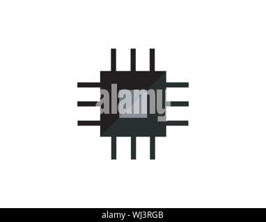Vecteur d'icône de circuit de technologie de processeur Microchip Illustration de Vecteur