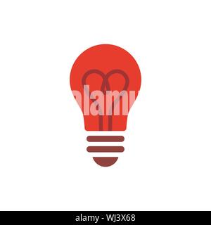 L'icône de l'ampoule. Lampe électrique isolé sur fond blanc. Coeur filament. Love Light. Vector illustration design plat, Illustration de Vecteur