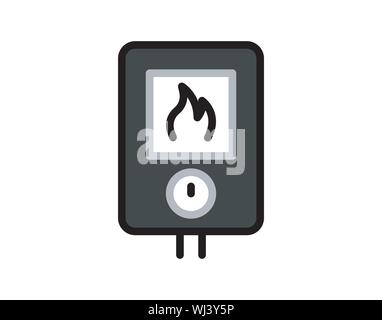 Chauffage gaz signe sur l'icône noir image vectorielle isolés Illustration de Vecteur