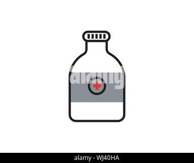 Bouteille médicale avec illustration vectorielle de l'icône de la Croix-Rouge Illustration de Vecteur