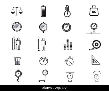 Télévision solde glyphe icons set vector image mesure poids Illustration de Vecteur