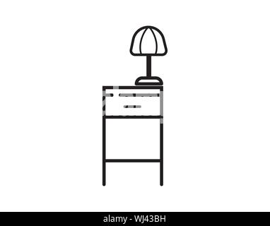 Night stand icône à partir de la collection de meubles d'intérieur concept pour mobile et les applications web. icône contour blanc, fine ligne icône de la nuit pour la conception de site web Illustration de Vecteur