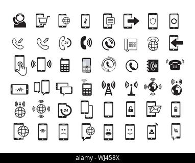 Collection vectorielle d'icônes de ligne de communication et de technologie Illustration de Vecteur