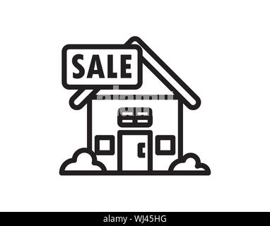 Maison à vendre - simple design ligne icône isolé image vectorielle Illustration de Vecteur