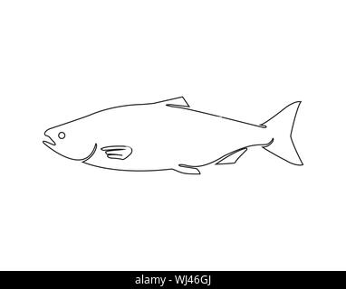 Ligne de l'icône poisson symbole. Qualité Premium de fruits de mer isolé dans l'élément de style à la mode. - Vector Illustration de Vecteur