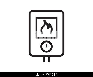 Chauffage gaz signe sur l'icône noir image vectorielle isolés Illustration de Vecteur
