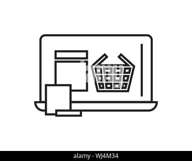 Shopping en ligne ordinateur portable Ecommerce icône vecteur Illustration de Vecteur