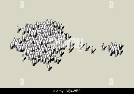 Les gens de petit groupe de rejoindre foule Banque D'Images