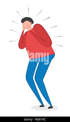 Vector illustration homme choqué. Faites à la main. Contours de couleur. Illustration de Vecteur