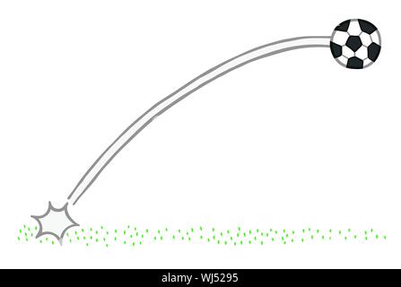 Vector illustration d'un ballon de football, de tir. Faites à la main. Contours de couleur. Illustration de Vecteur