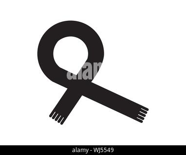 Icône de symbole de boucle de ruban de sensibilisation noire pour la campagne de soutien à une association caritative Illustration de Vecteur