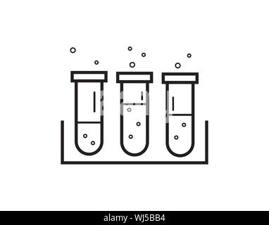 Icône de tubes à essai de laboratoire pour la recherche scientifique et l'analyse chimique, vecteur de contour Illustration de Vecteur