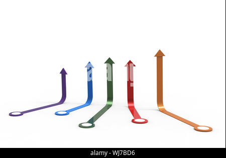Flèche de couleur. Concept d'affaires en croissance.rendu 3D. Banque D'Images
