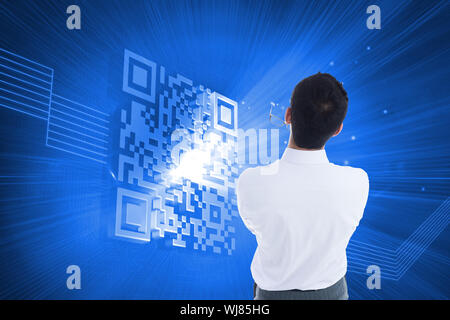 Composite image of businessman holding glasses Banque D'Images