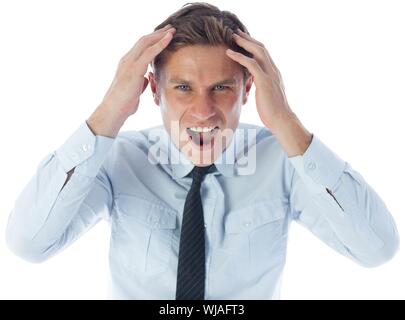 Stressed businessman shouting Banque D'Images