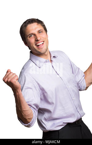 Portrait of a young businessman cheering Banque D'Images