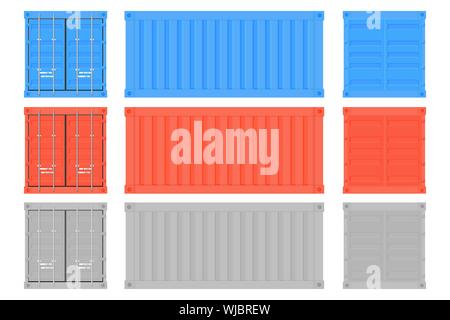 Conteneur d'expédition. Les conteneurs intermodaux de couleur défini Illustration de Vecteur