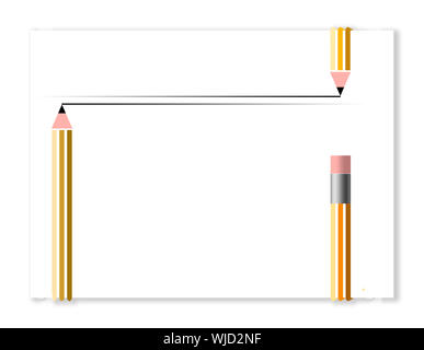 Crayons faire un cadre dans cette conception graphique pour renouveler l'intérêt pour l'espace texte. Banque D'Images