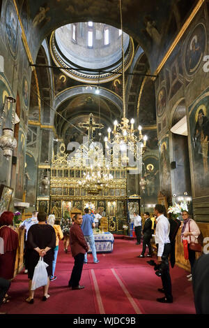 Intérieur de l'église de Saint Antoine, le plus ancien bâtiment religieux conservé dans son aspect d'origine à Bucarest. Roumanie Banque D'Images