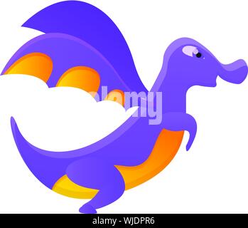 Icône Purple dragon. Caricature de dragon pourpre icône vecteur pour la conception web isolé sur fond blanc Illustration de Vecteur