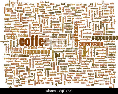 Arrière-plan de café avec différents types et mélanges Banque D'Images