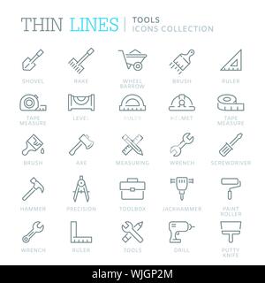 Collection d'outils ligne mince icons Illustration de Vecteur