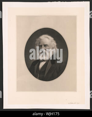 Henry Wadsworth Longfellow, tête-et-épaules portrait, face à légèrement à gauche, dans un ovale avec cadre rectangulaire Banque D'Images