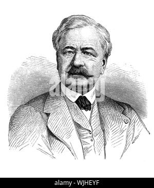 Portrait de Ferdinand de Lesseps, diplomate français et développeur du Canal de Suez en 1869 qui s'est joint à la Méditerranée et la Mer Rouge Banque D'Images