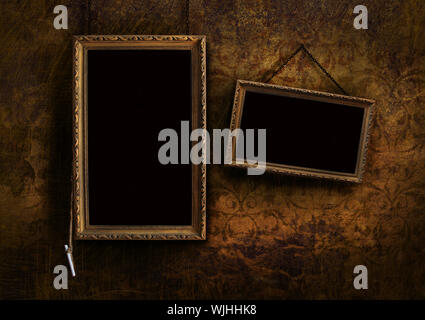 Ancien panneau de menu avec effet grunge floral background Banque D'Images