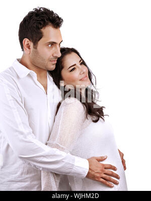 Portrait De Beau Couple Arabe Isolé Sur Fond Blanc Doux