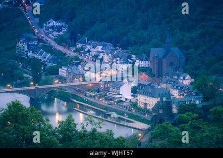 Panorama de Cochem. Cochem, Rhénanie-Palatinat, Allemagne. Banque D'Images