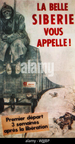 'Venez à Belle Siberia', un début de la Seconde Guerre mondiale affiche produite par les nazis en Belgique dans lequel libération alliées était assimilée à la terreur, la déportation et la mort aux mains des Bolcheviks. Banque D'Images