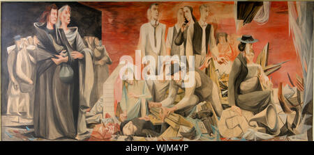 Histoire de San Francisco et le feu du séisme murale 1906 par Anton Refregier à Rincon Annexe bureau de poste situé près de l'Embarcadero lance à 101 Street, San Francisco, Californie Banque D'Images