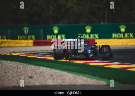 # 44, Lewis Hamilton, GBR, Mercedes, en action lors du Grand Prix de Belgique à Spa Francorchamps Banque D'Images