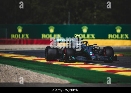 # 77, Valterri Bottas, FIN, Mercedes, en action lors du Grand Prix de Belgique à Spa Francorchamps Banque D'Images