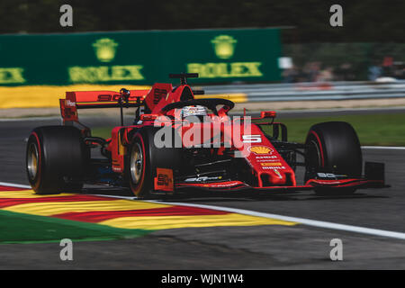 # 5, Sebastian Vettel, GER, Ferrari, en action lors du Grand Prix de Belgique à Spa Francorchamps Banque D'Images