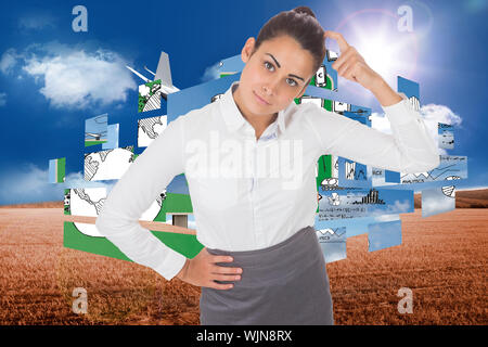 Contre libre 3D Plane flying over field Banque D'Images