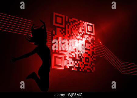 Image composite du code-barres d'un rouge brillant sur fond noir Banque D'Images