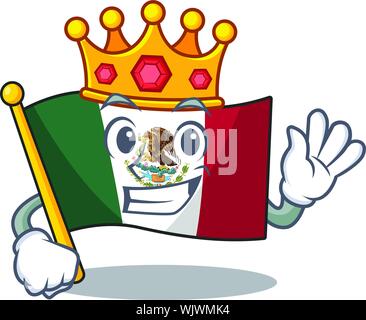 Drapeau Mexique King voltigeant sur pôle dessin animé Illustration de Vecteur