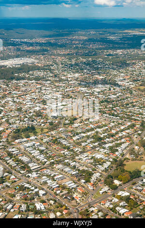 Vue aérienne de la banlieue de la ville de Brisbane, Queensland, Queensland, Australie Banque D'Images