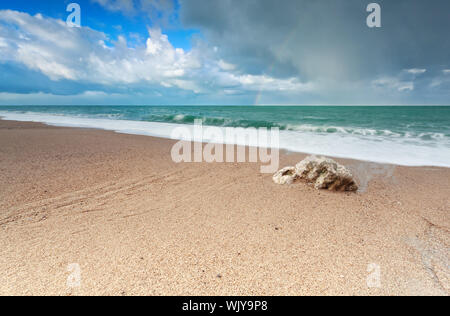 Plage de sable d'or sur la côte de l'océan Atlantique, France Banque D'Images