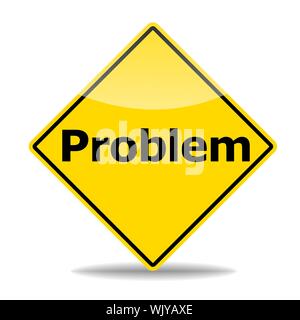 Solution ou problème concept avec roadsign isolé sur fond blanc Banque D'Images