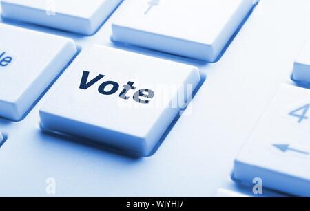 Mot clé ou vote sur clavier montrant concept d'élection Banque D'Images