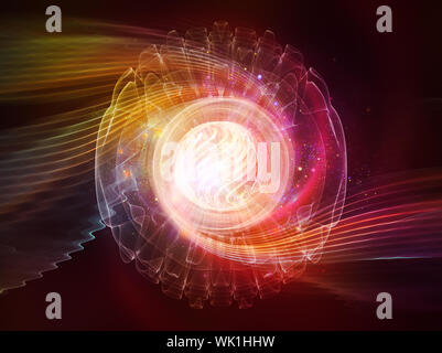 Série atomique. Jeu des lumières et des éléments fractale sur l'objet de la mécanique quantique, la physique des particules et l'énergie. Banque D'Images