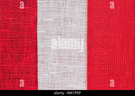 Closeup détail de tissu rayé blanc et rouge Banque D'Images