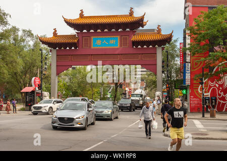 Montréal, CA - 3 septembre 2019 : Chinatown Gateway à l'entrée du quartier chinois de Montréal Banque D'Images