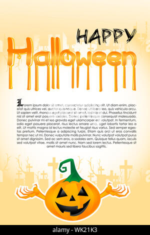Illustration du modèle de texte sur citrouille halloween Banque D'Images